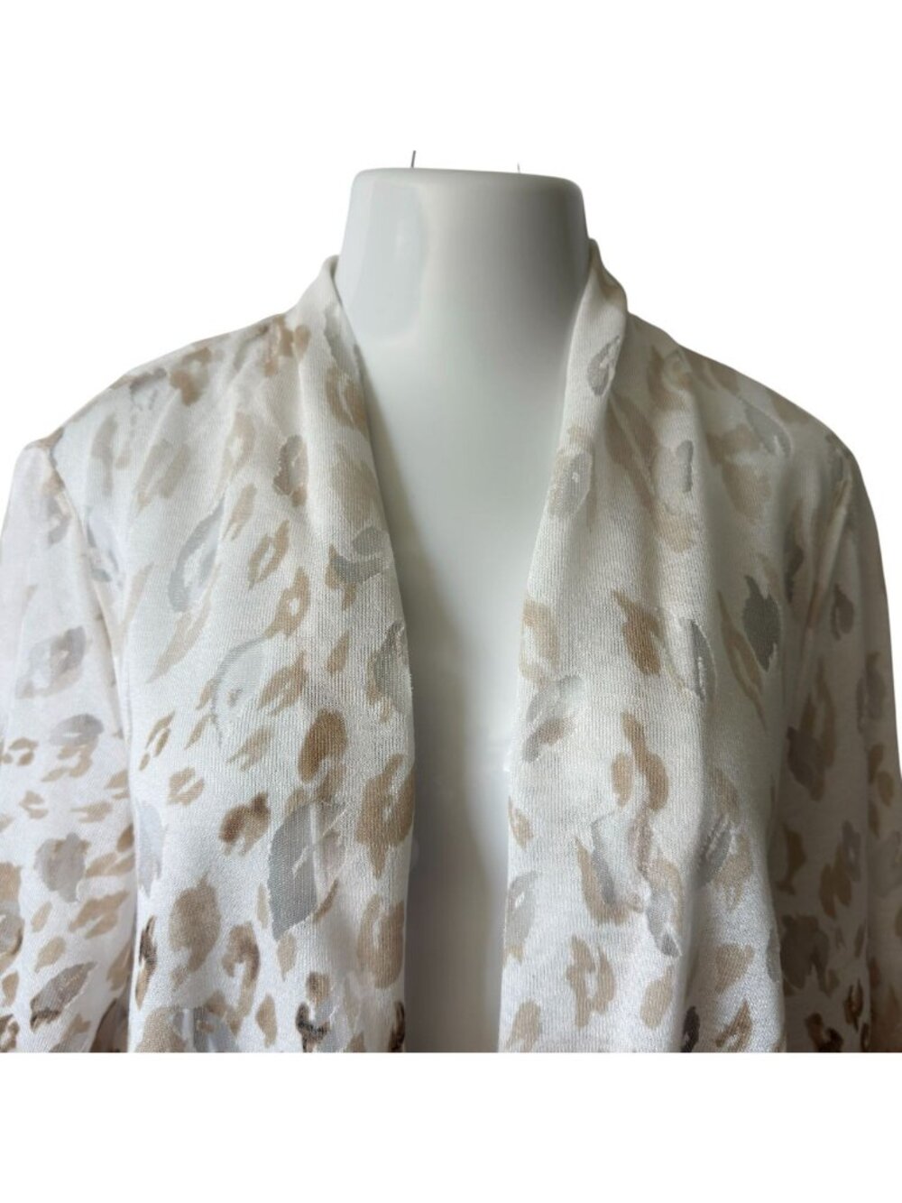 Alfred Dunner Womens 1X Sheer Cardigan Open Ombre Animal Print Neutrals 3/4 Slee - Picture 5 of 16